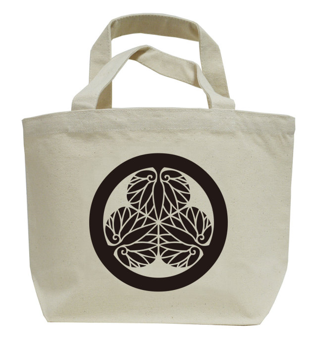 戦国武将家紋ミニトートバッグ【徳川氏家紋「三葉葵」徳川家康】