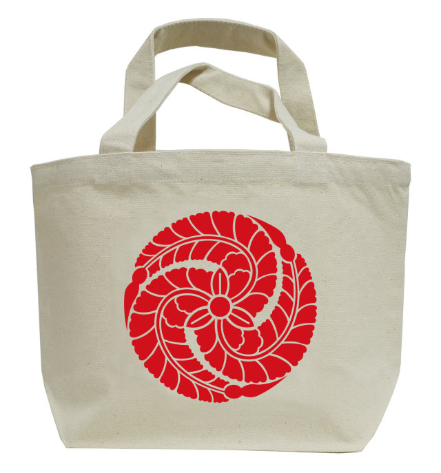 戦国武将家紋ミニトートバッグ【黒田氏家紋「藤巴」黒田孝高（黒田官兵衛・黒田如水）・黒田長政】