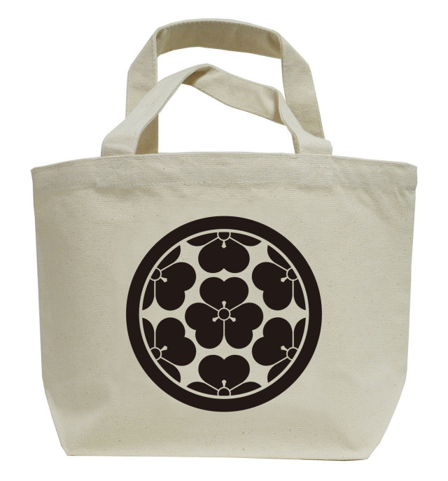 戦国武将家紋ミニトートバッグ【長宗我部氏家紋「七つ片喰」長宗我部元親・長曾我部信親・長宗我部盛親】