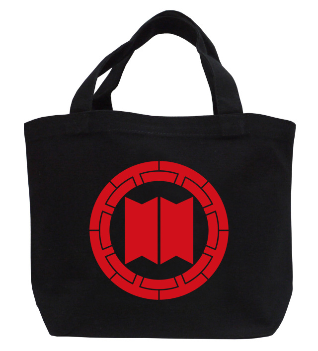 戦国武将家紋ミニトートバッグ【服部氏家紋「八桁車に並び切り竹」服部正成（服部半蔵）】