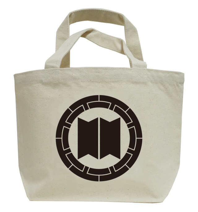 戦国武将家紋ミニトートバッグ【服部氏家紋「八桁車に並び切り竹」服部正成（服部半蔵）】