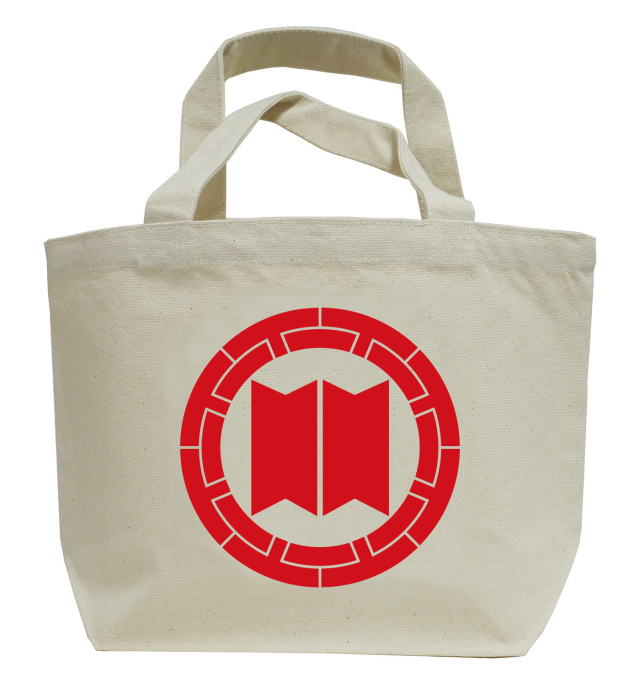 戦国武将家紋ミニトートバッグ【服部氏家紋「八桁車に並び切り竹」服部正成（服部半蔵）】