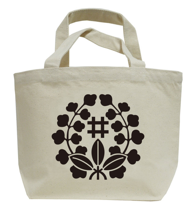 戦国武将家紋ミニトートバッグ【片倉氏家紋「ばら藤に井桁」片倉景綱（片倉小十郎）】