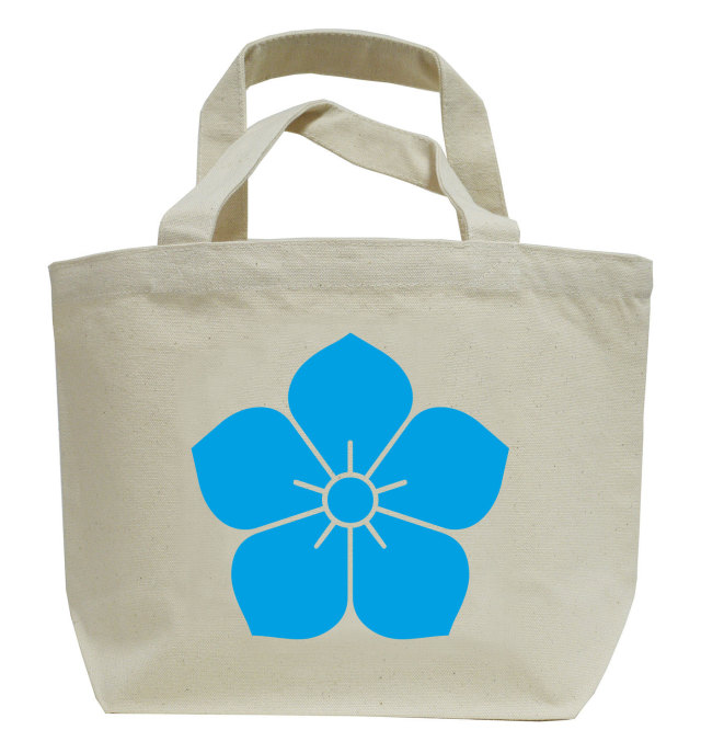 戦国武将家紋ミニトートバッグ【明智氏家紋「水色桔梗」明智光秀】