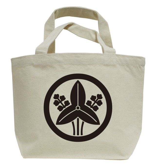 家紋ミニトートバッグ「丸に立ち沢瀉」