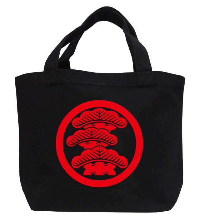 家紋ミニトートバッグ「丸に左寄り三階松」