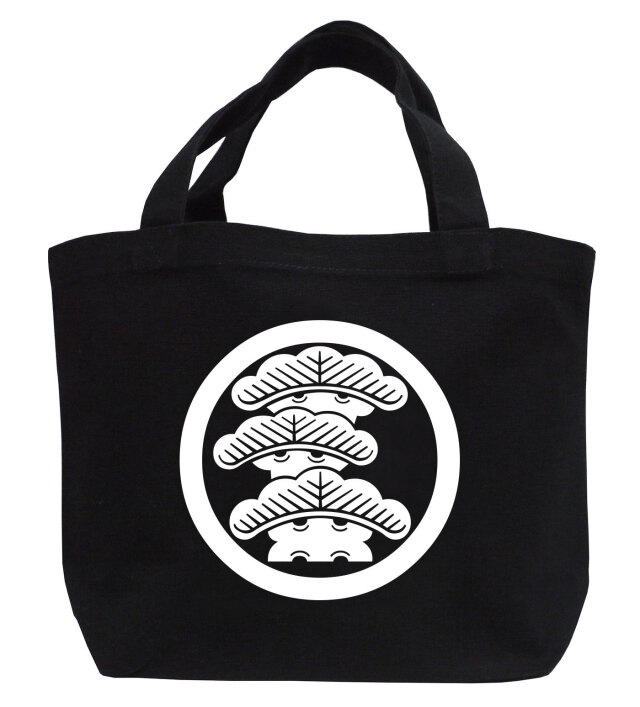 家紋ミニトートバッグ「丸に左寄り三階松」