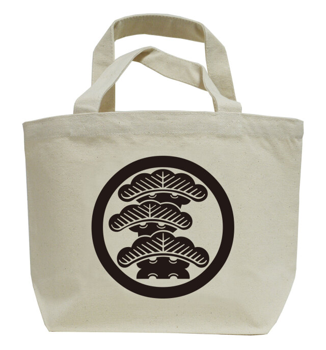 家紋ミニトートバッグ「丸に左寄り三階松」