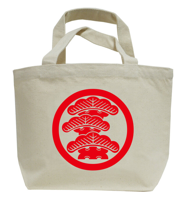 家紋ミニトートバッグ「丸に左寄り三階松」