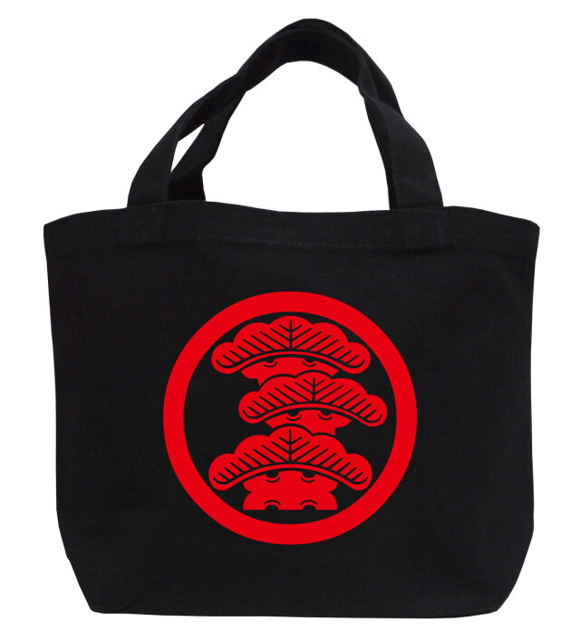 家紋ミニトートバッグ「丸に右寄り三階松」