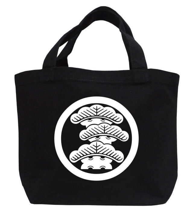 家紋ミニトートバッグ「丸に右寄り三階松」