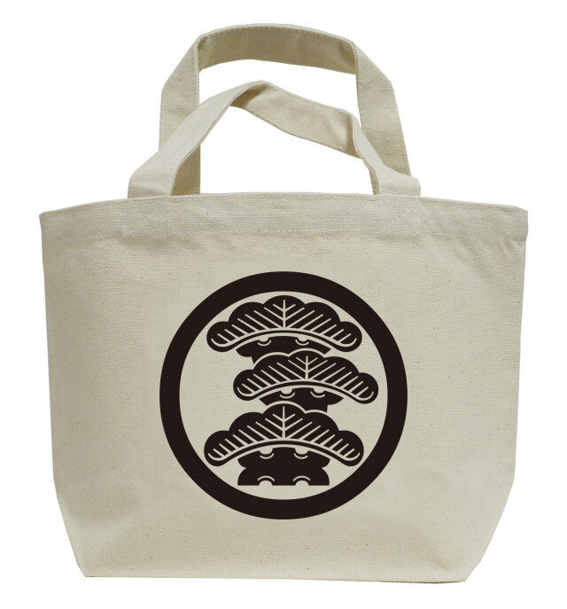 家紋ミニトートバッグ「丸に右寄り三階松」