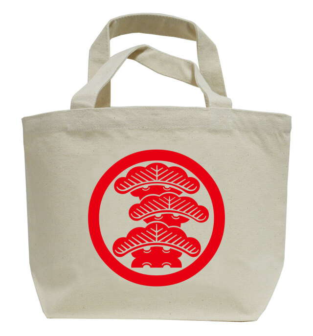 家紋ミニトートバッグ「丸に右寄り三階松」