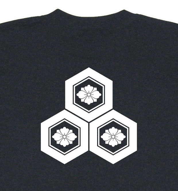 戦国武将家紋Tシャツ「浅井長政「三盛亀甲剣花菱」」プリント拡大