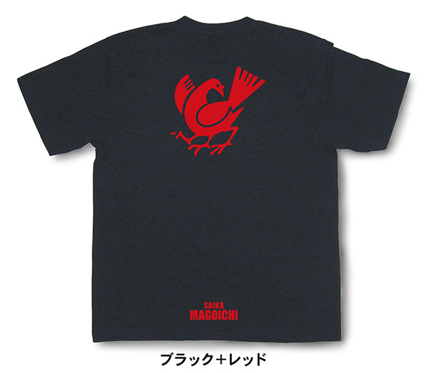 戦国武将家紋Tシャツ「雑賀孫市「八咫烏（ヤタガラス）」」ブラック＋レッド