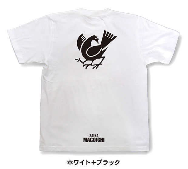 戦国武将家紋Tシャツ「雑賀孫市「八咫烏（ヤタガラス）」」ホワイト＋ブラック