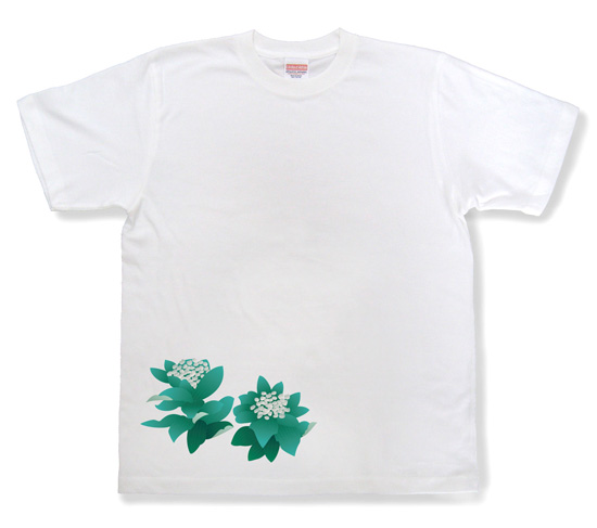友禅模様の華柄イラストTシャツ「ふきのとう」ホワイト1