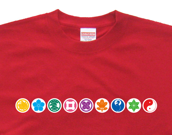 和柄Tシャツ「家紋づくし・紅の壱」