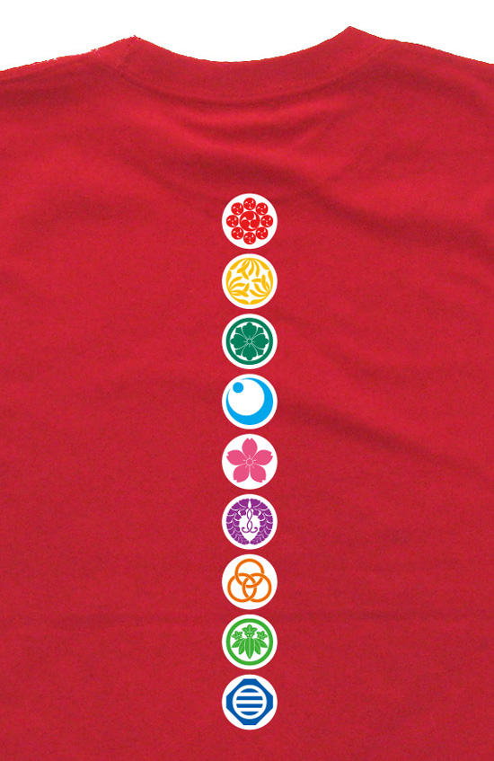 和柄Tシャツ「家紋づくし・紅の弐」