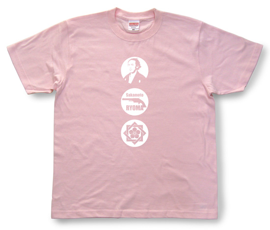 坂本龍馬Tシャツ「ピストル」（桃）